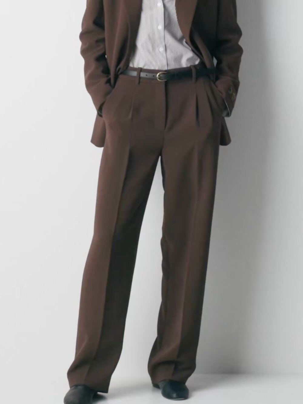 Wilfred The Effortless Pant Crepette Brown Wide-Leg High-rise Dress Pants